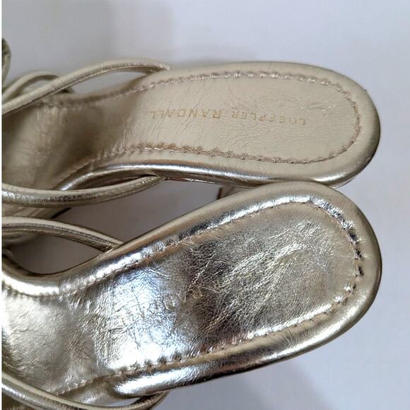 Loeffler Randall Margi Champagne Bow Heels Sandals Strappy Gold Size 11 Preowned - Picture 7 of 12